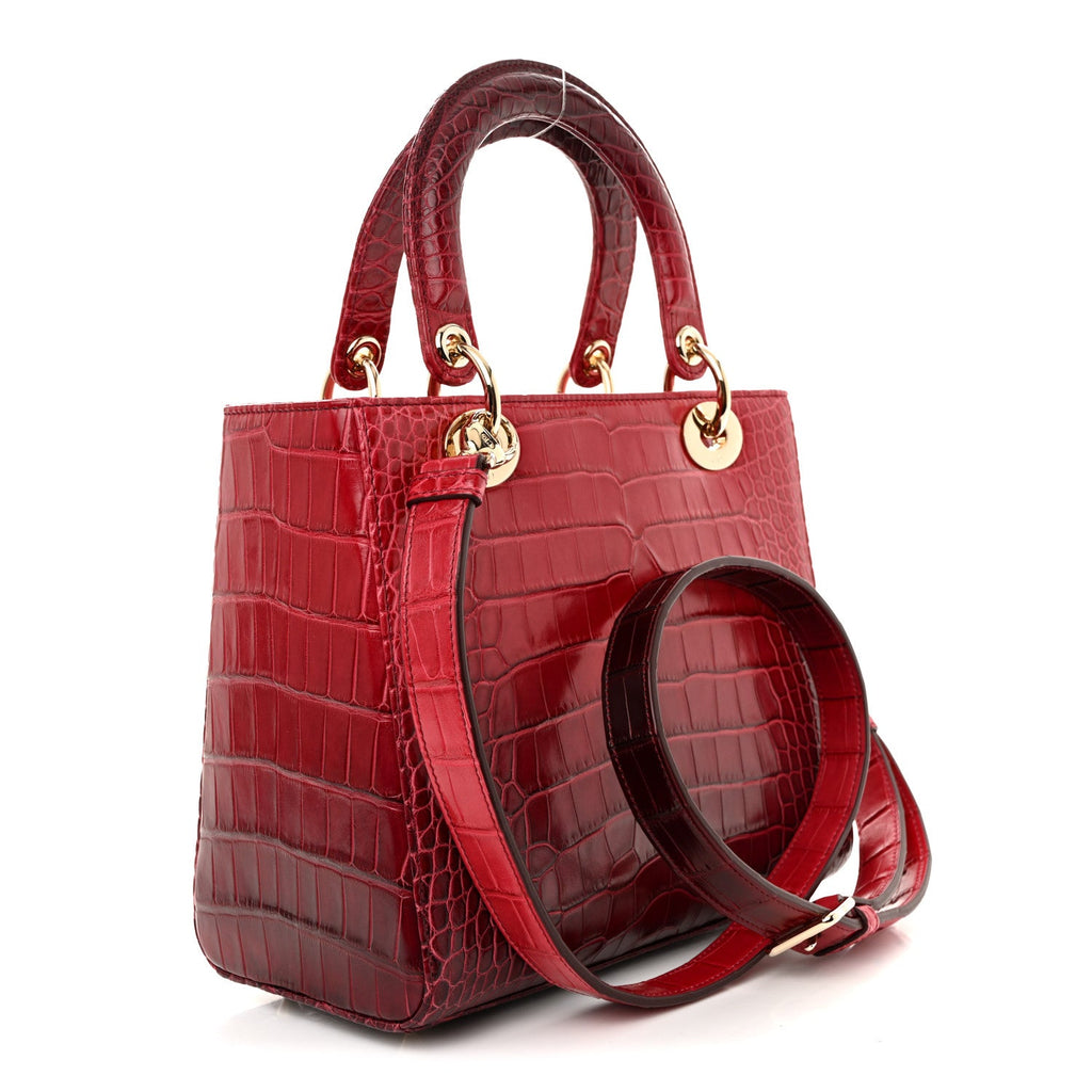 Alligator Gradient Medium Lady Dior Red
