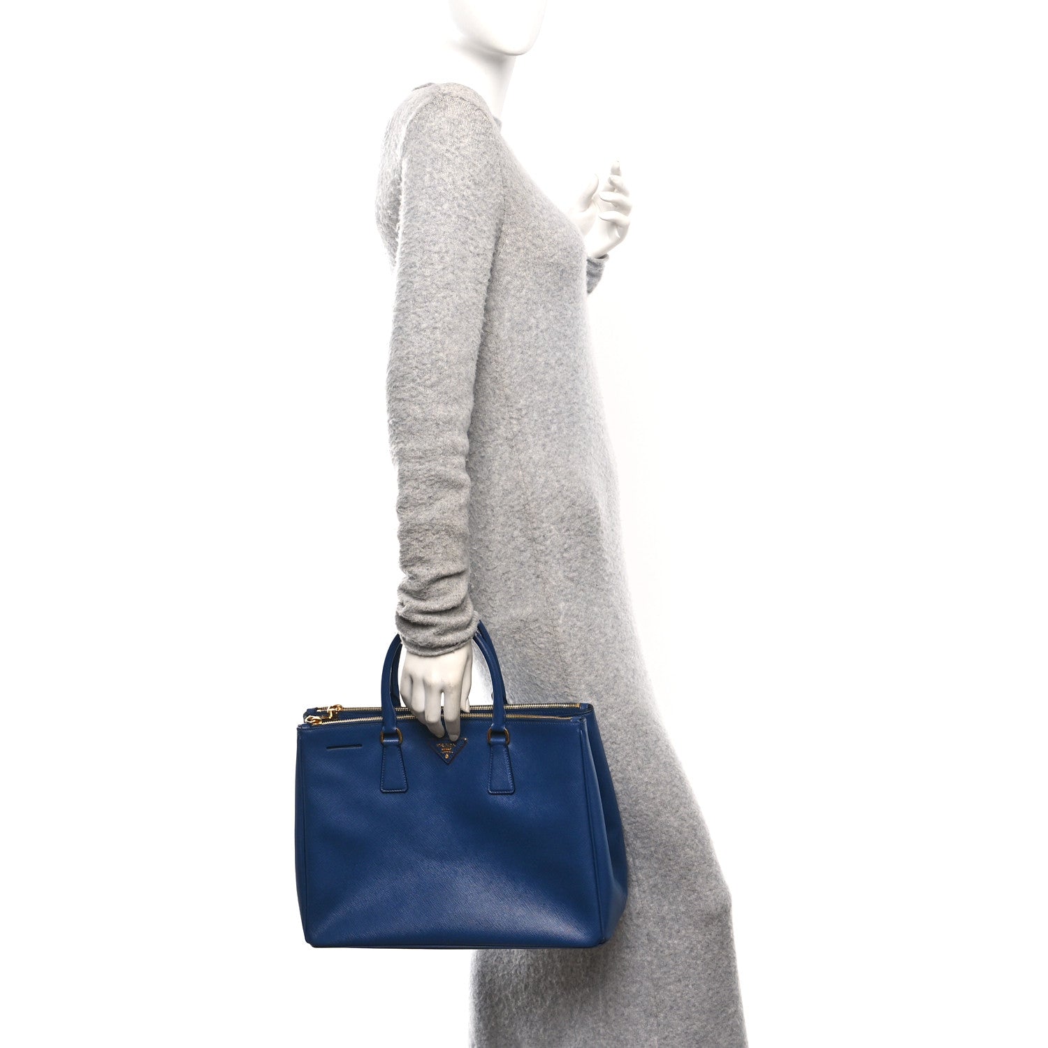 Saffiano Lux Large Galleria Double Zip Tote Bluette
