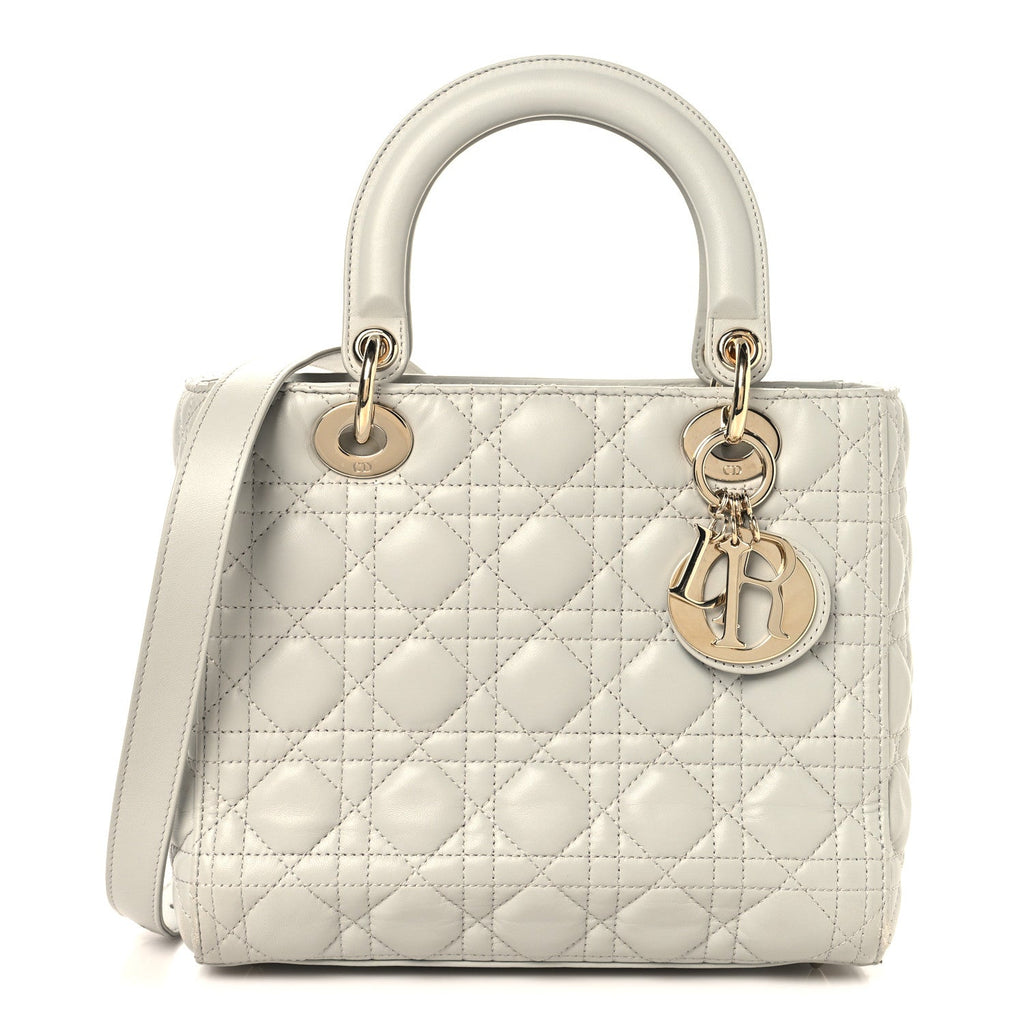 Lambskin Cannage Medium Lady Dior Grey