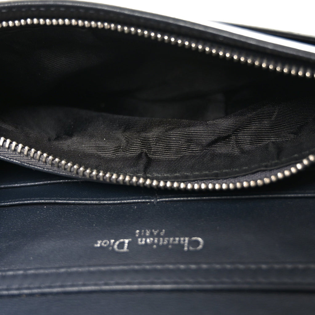 Metallic Patent Micro-Cannage Diorama Wallet on Chain Pouch Silver