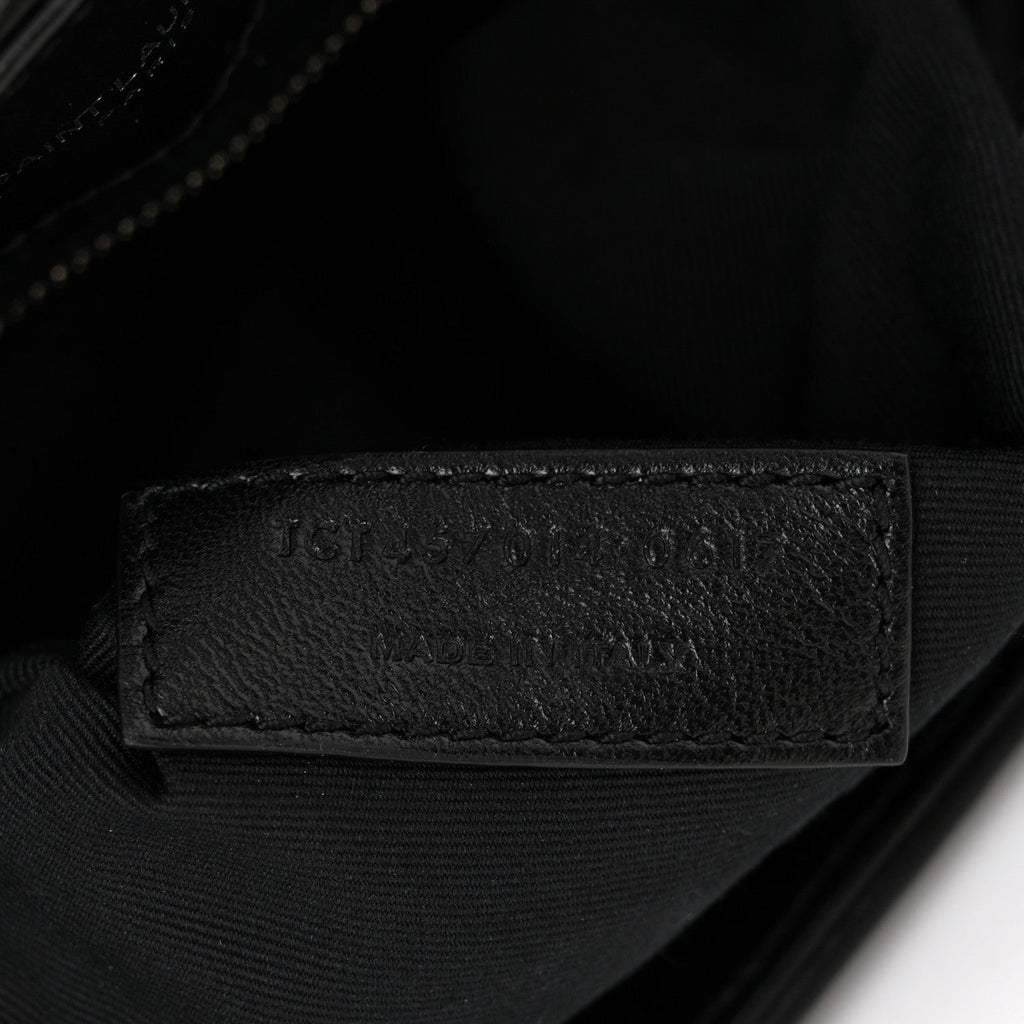 Calfskin Y Quilted Monogram Large Loulou Chain Satchel Black