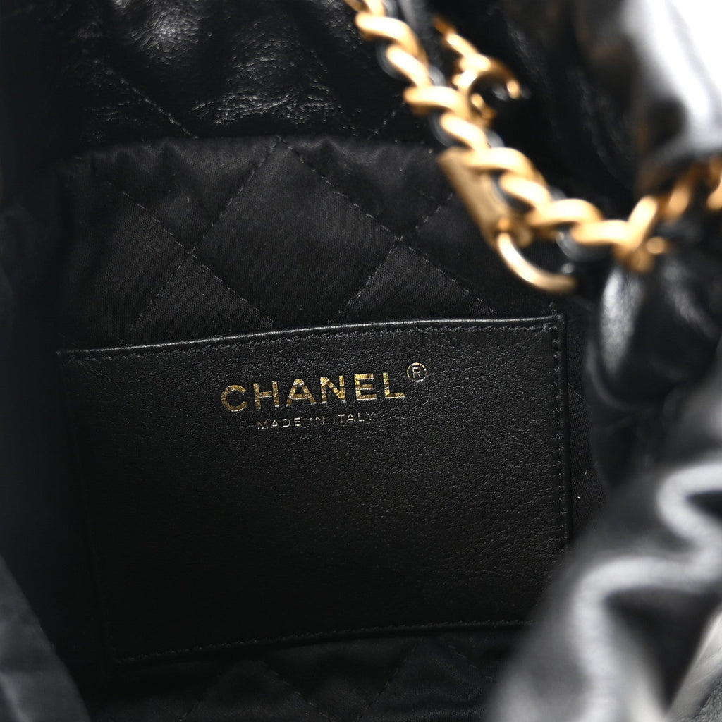 Shiny Calfskin Quilted Mini Chanel 22 Black