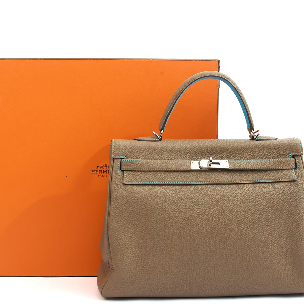 Hermes Top Handle Kelly 35 in Etain, Togo Leather