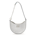 Metallic Grainy Calfskin Mini Vlogo Hobo Bag Silver