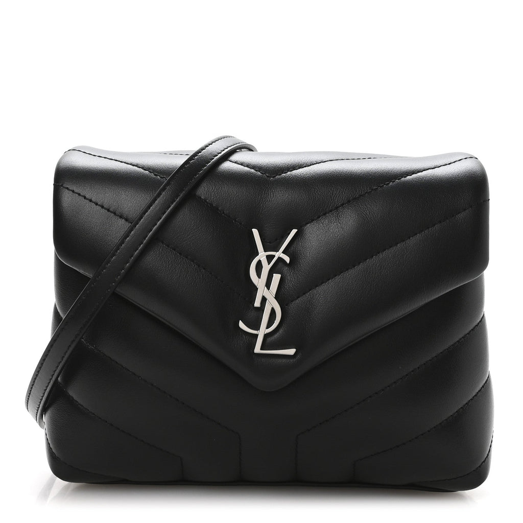 Calfskin Y Quilted Monogram Toy Loulou Crossbody Bag Black