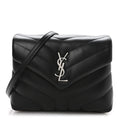 Calfskin Y Quilted Monogram Toy Loulou Crossbody Bag Black
