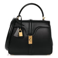 Satinated Calfskin Small 16 Top Handle Bag Black