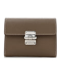 Madame Calfskin Charniere Compact Wallet Etoupe