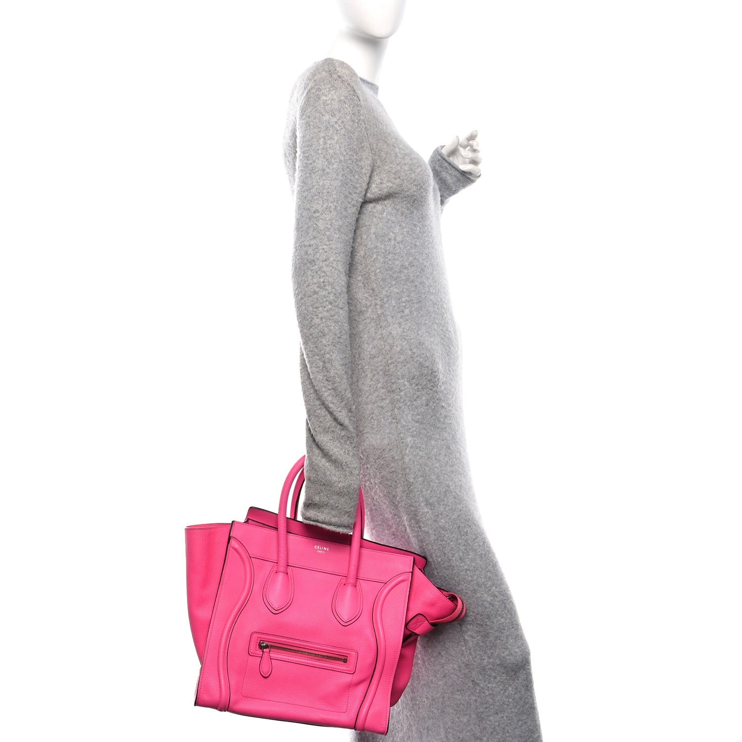 Drummed Calfskin Mini Luggage Fluo Pink