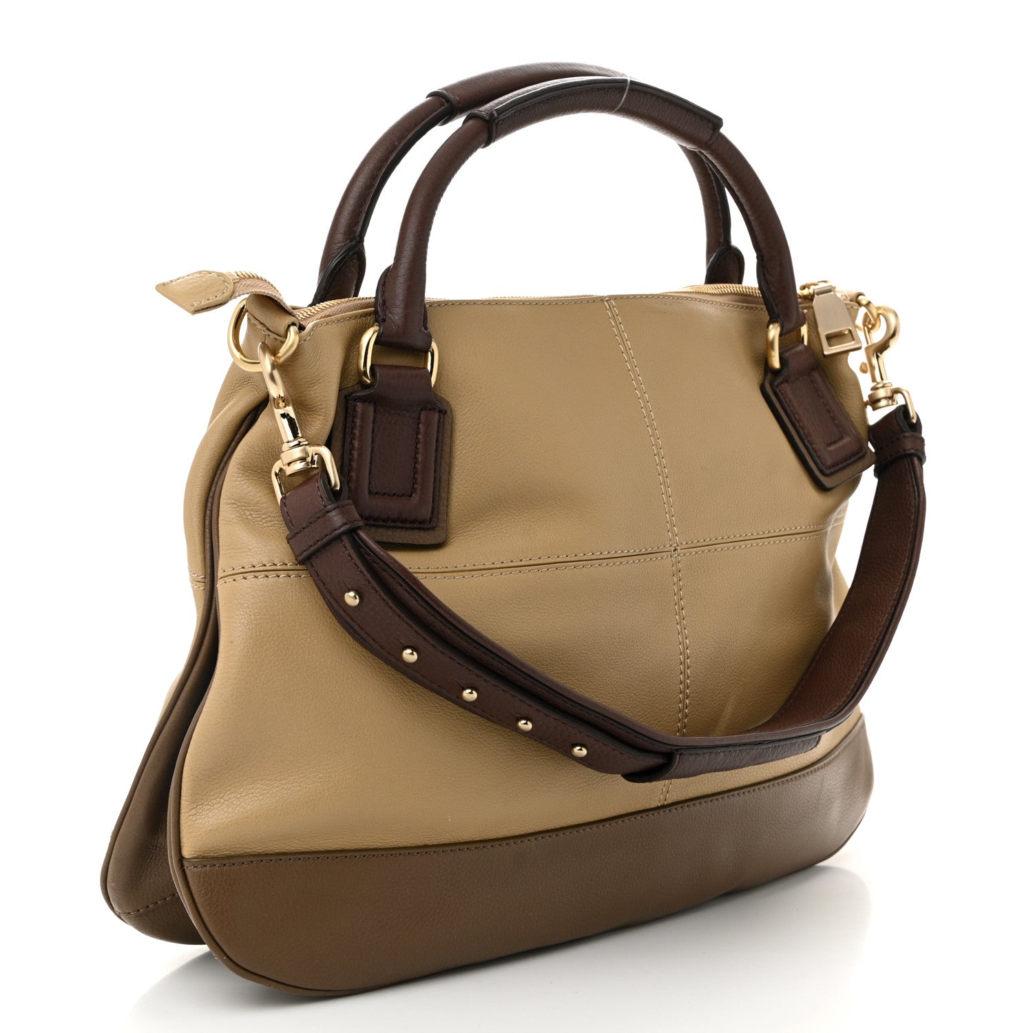 Calfskin Double Handles Hobo Brown