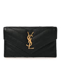 Grain De Poudre Matelasse Chevron Monogram Compact Wallet Black