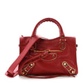 Chevre Gold Metallic Edge Hardware Mini City Rouge Groseille