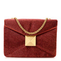 Nappa Beaded One Stud Chain Clutch Red