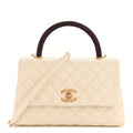 Caviar Lizard Quilted Small Coco Handle Flap Ivory