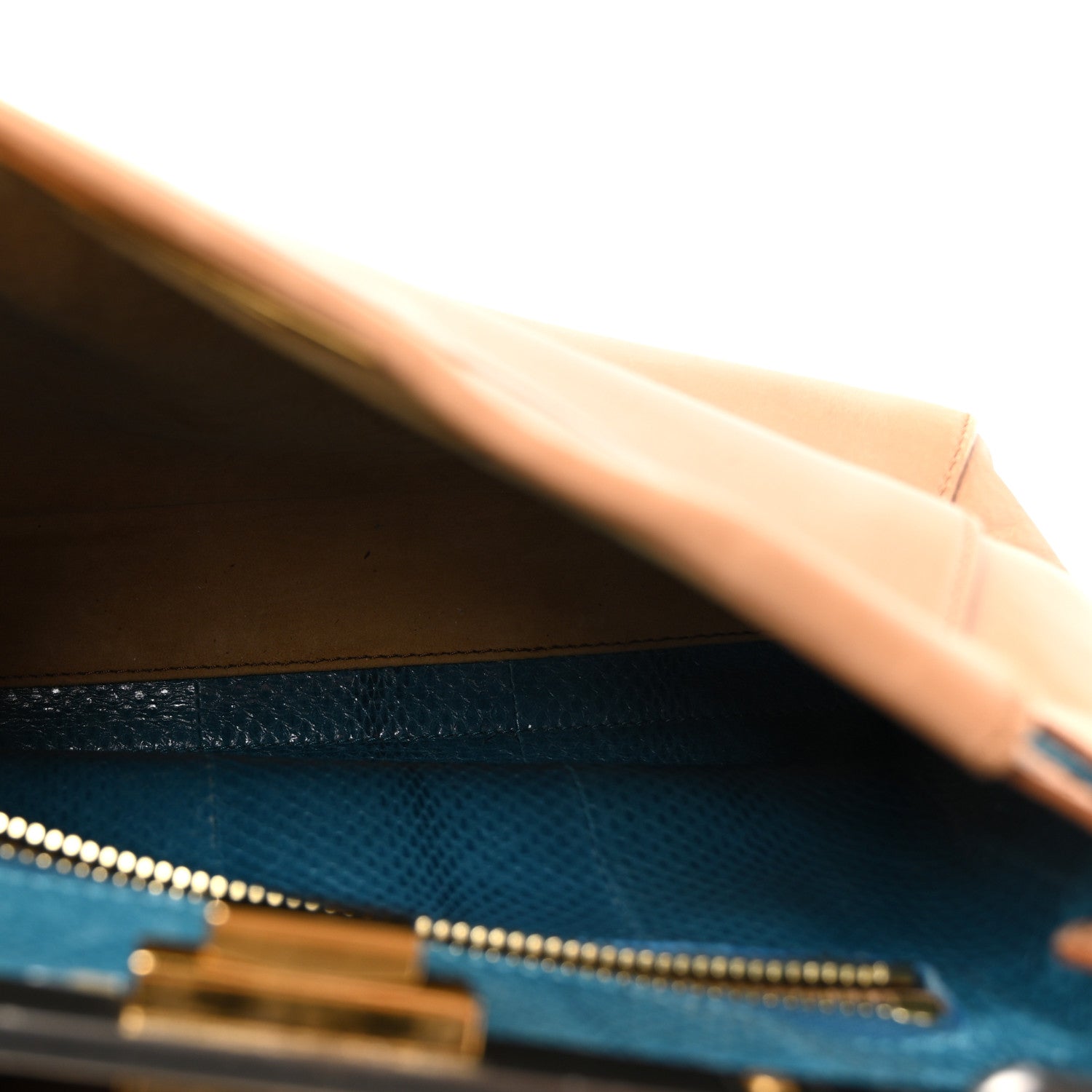 Vitello Seta Shiny Nappa Elaphe Medium Peekaboo Iconic Satchel Latte Blue