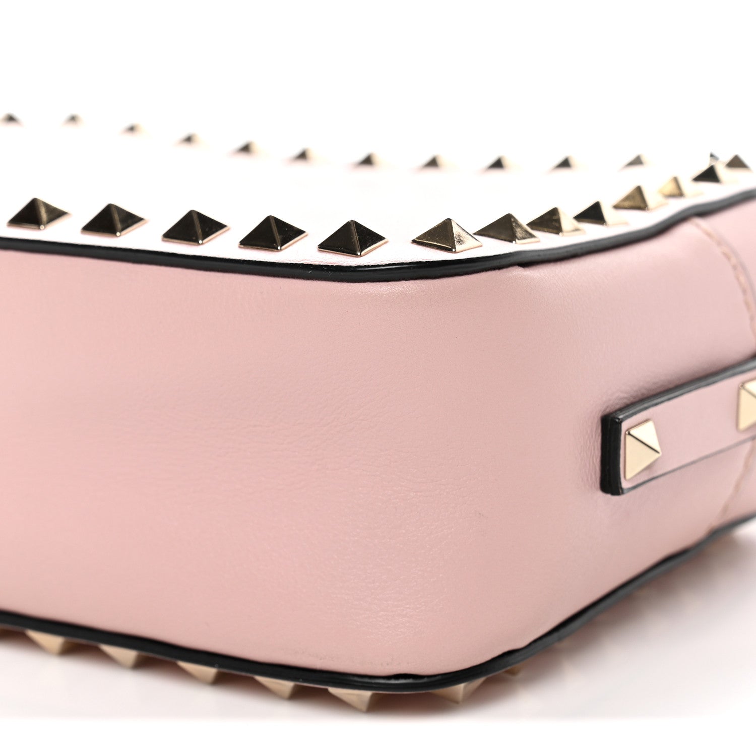 Calfskin Rockstud Camera Crossbody Bag Water Rose