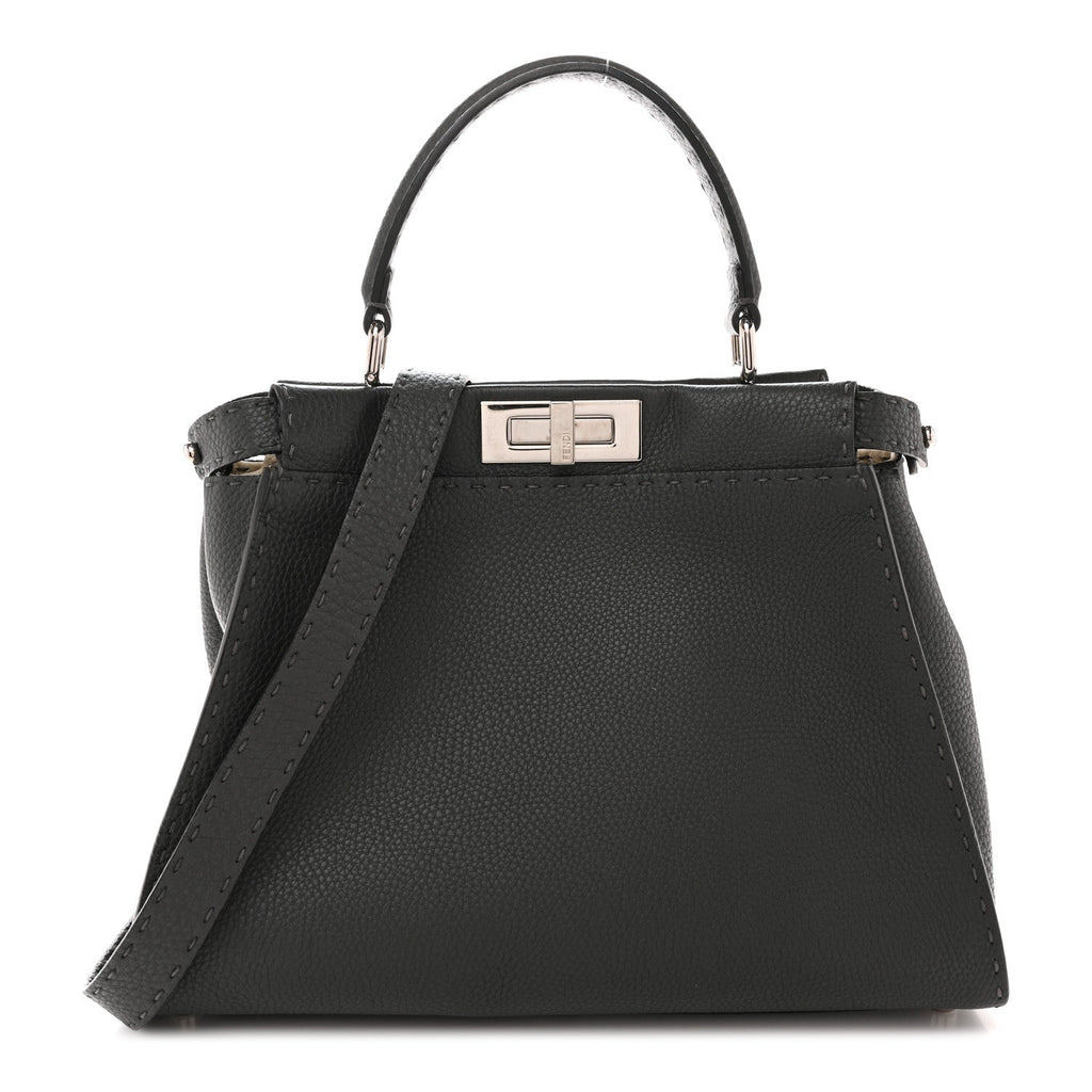 Cuoio Romano Selleria Bi-Color Medium Peekaboo Iconic Satchel Asfalto Latte