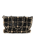 Lambskin Chain Frame Medallion Shoulder Bag Black