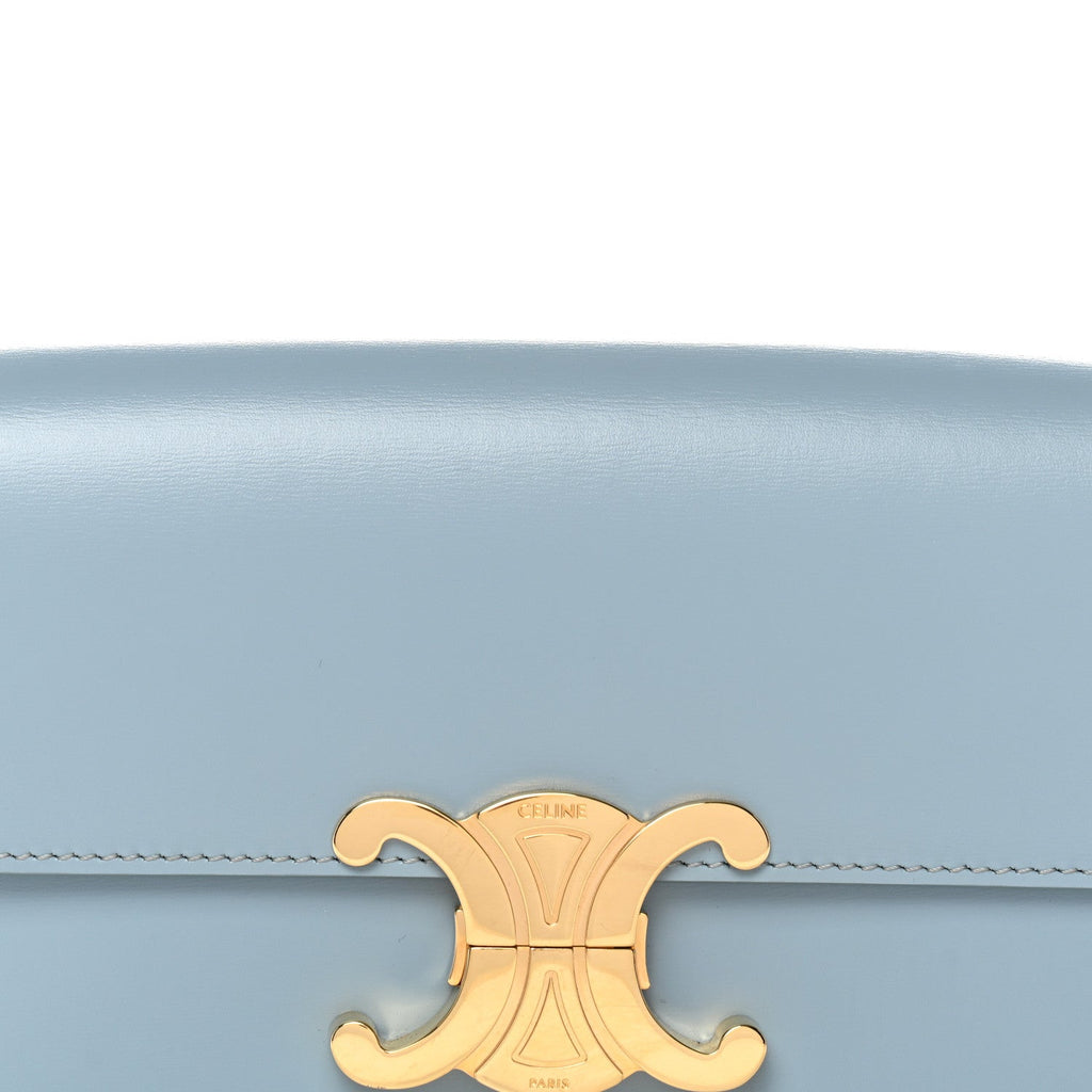 Shiny Calfskin Triomphe Shoulder Bag California Blue