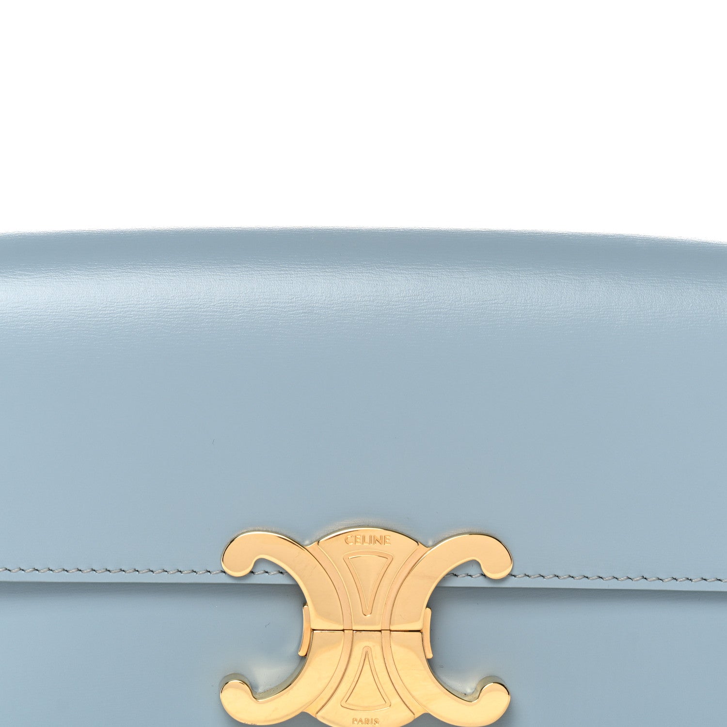 Shiny Calfskin Triomphe Shoulder Bag California Blue