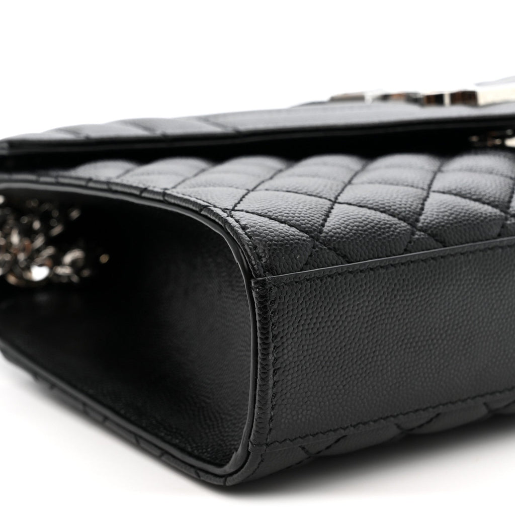 Grain De Poudre Textured Mixed Matelasse Triquilt Medium Monogram Satchel Black