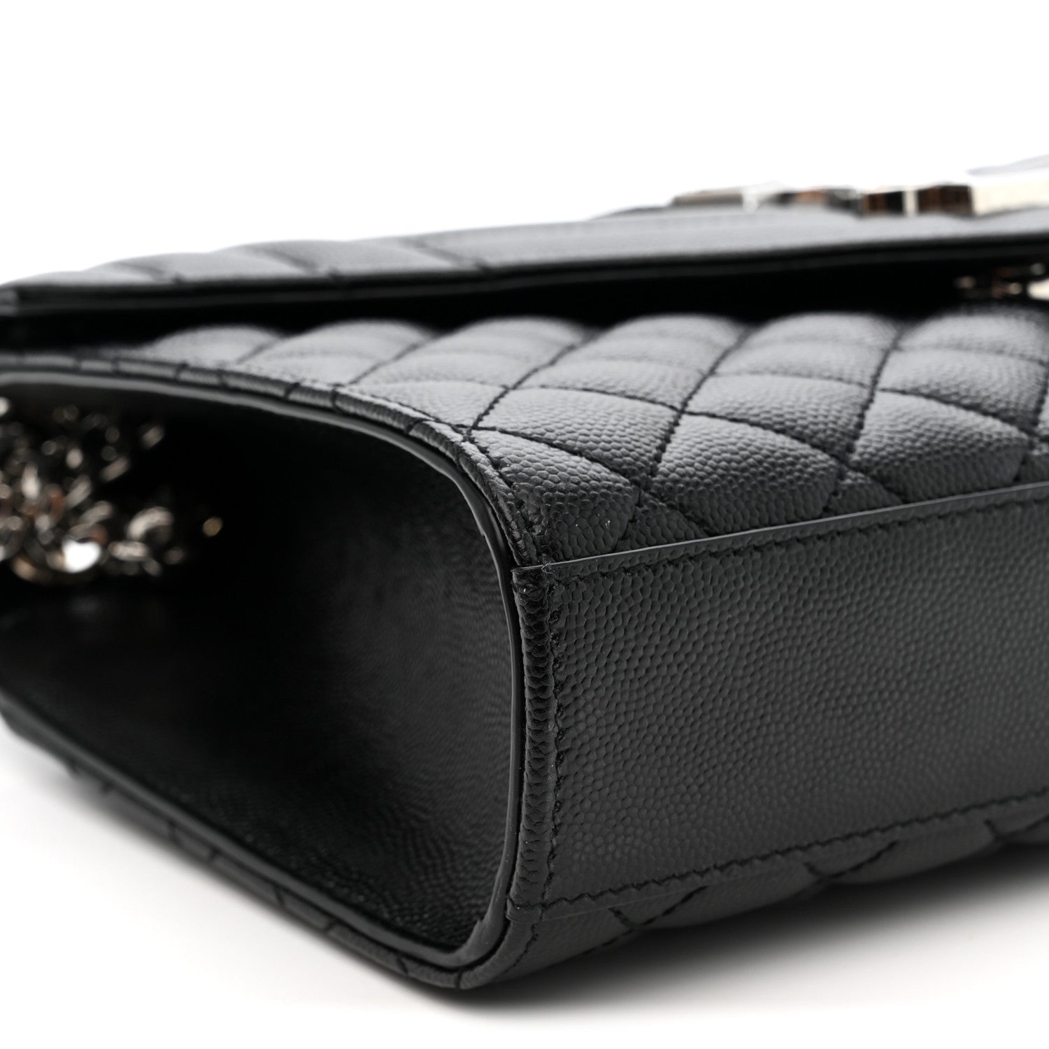 Grain De Poudre Textured Mixed Matelasse Triquilt Medium Monogram Satchel Black