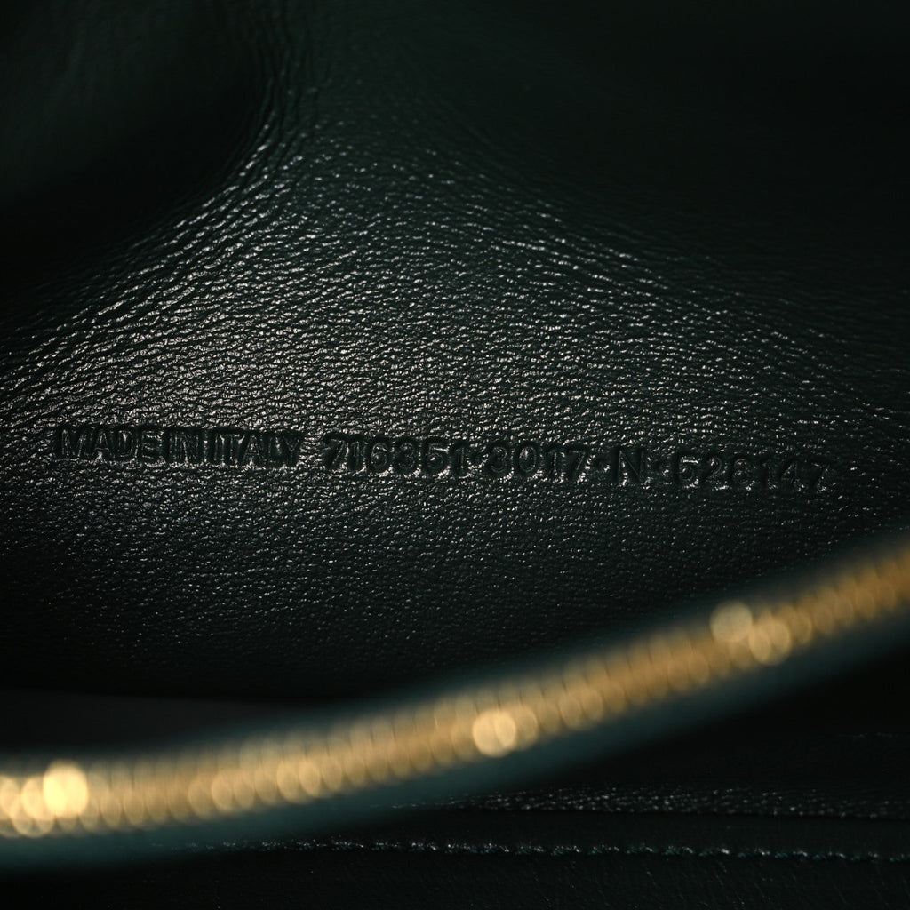 Extra Supple Calfskin Crocodile Embossed Small Crush Chain Bag Forest Green