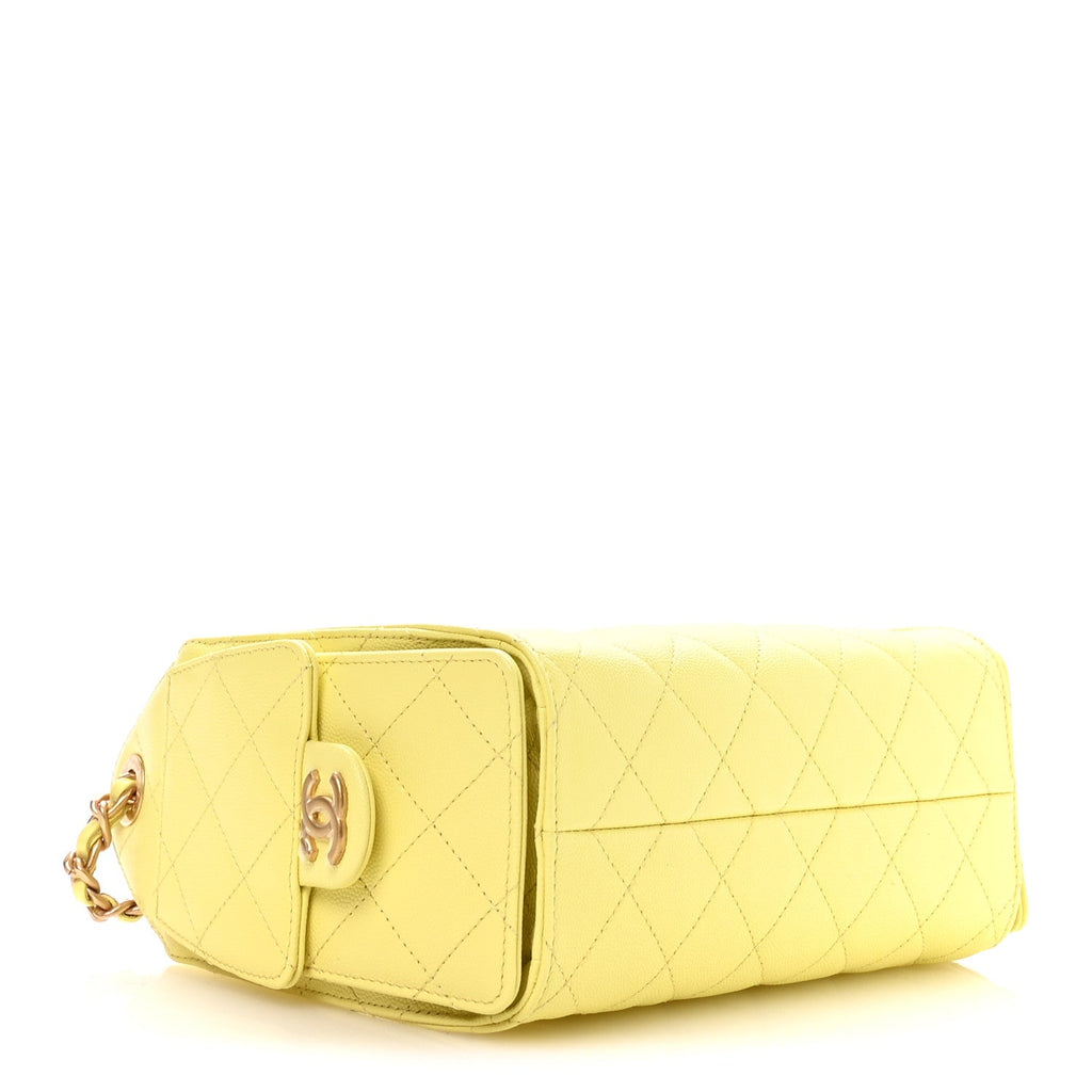 Caviar Quilted Mini Chanel 25 Handbag Light Yellow