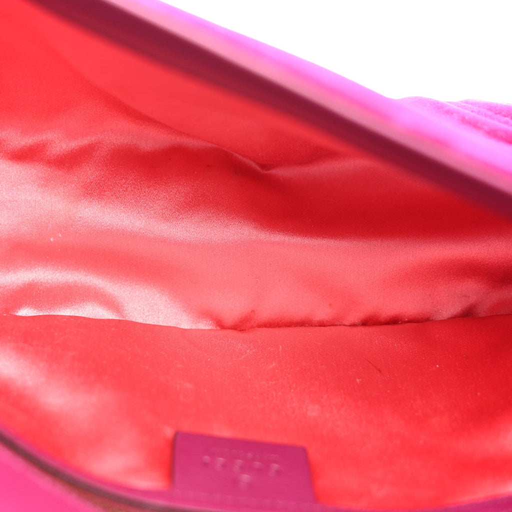 Velvet Matelasse Small GG Marmont Shoulder Bag Fuchsia Violet Cyclamen