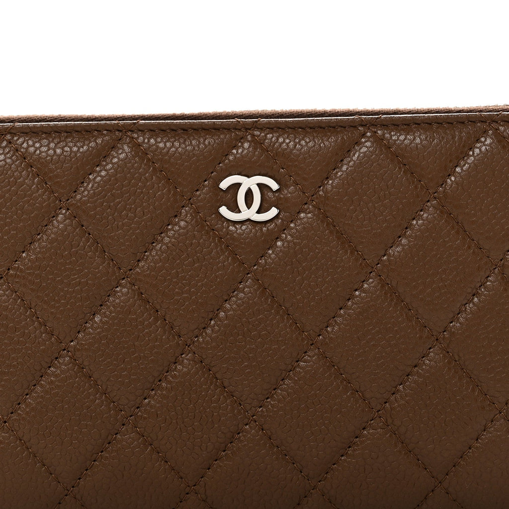 Caviar Quilted Large Gusset Zip Around Wallet Brown