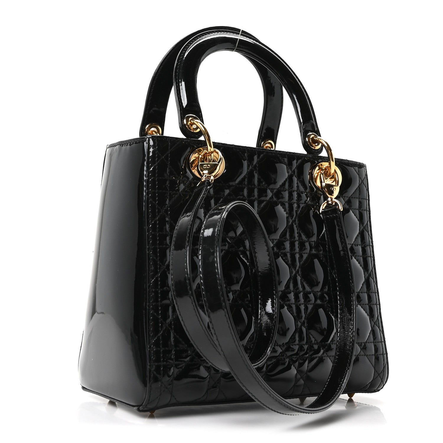 Patent Cannage Medium Lady Dior Black