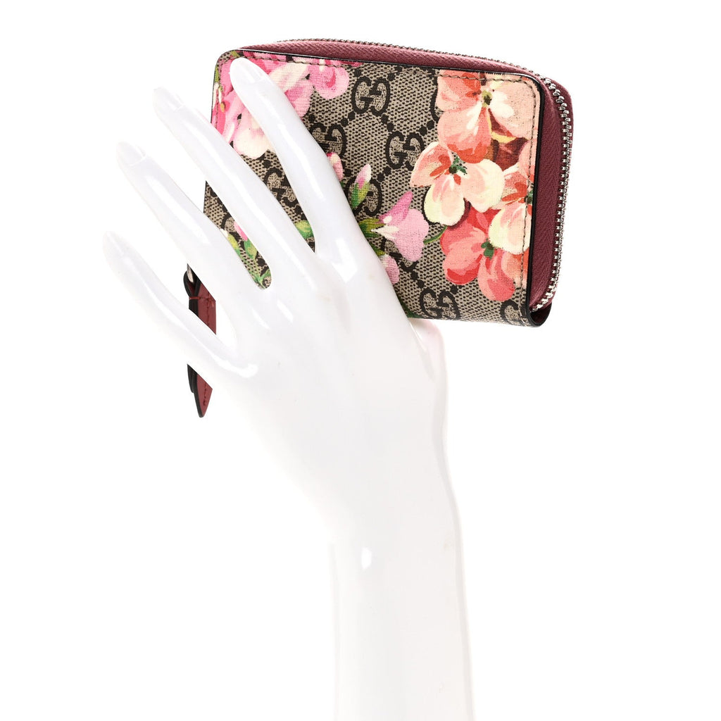 GG Supreme Monogram Blooms Zip Around  Case Wallet Beige Multicolor Dry Rose