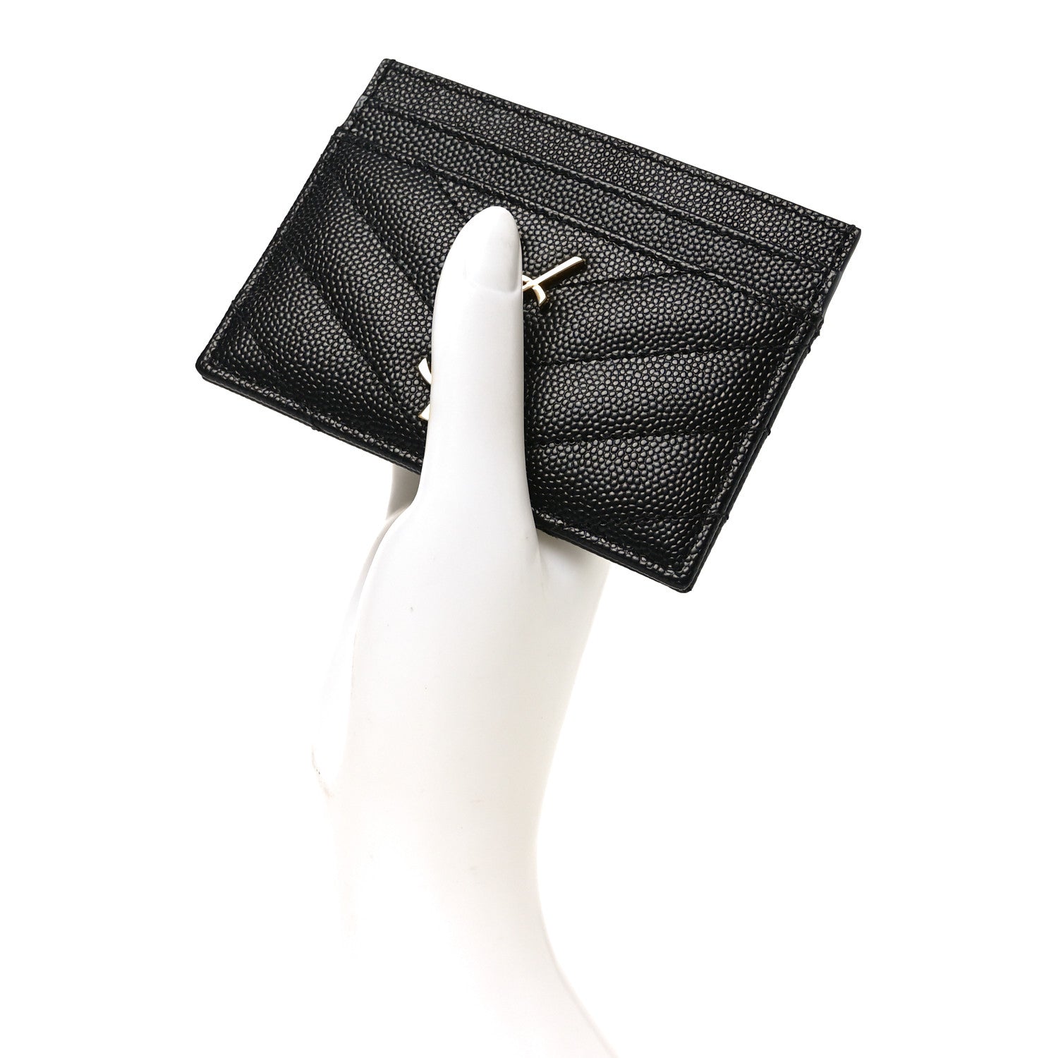 Grain De Poudre Matelasse Chevron Monogram Credit  Case Black