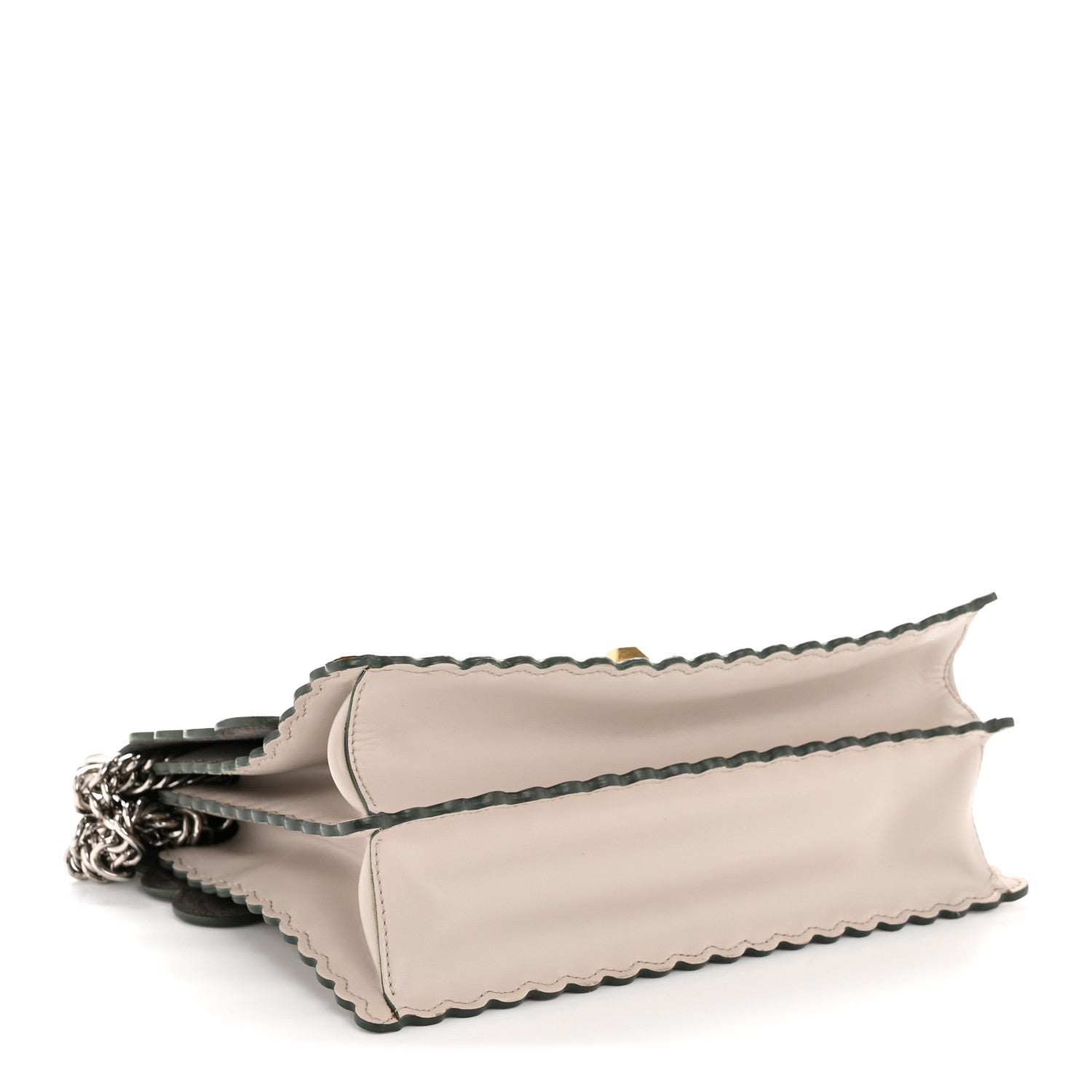 Vitello Liberty Scalloped Studded Kan I Shoulder Bag Grigio Polvere