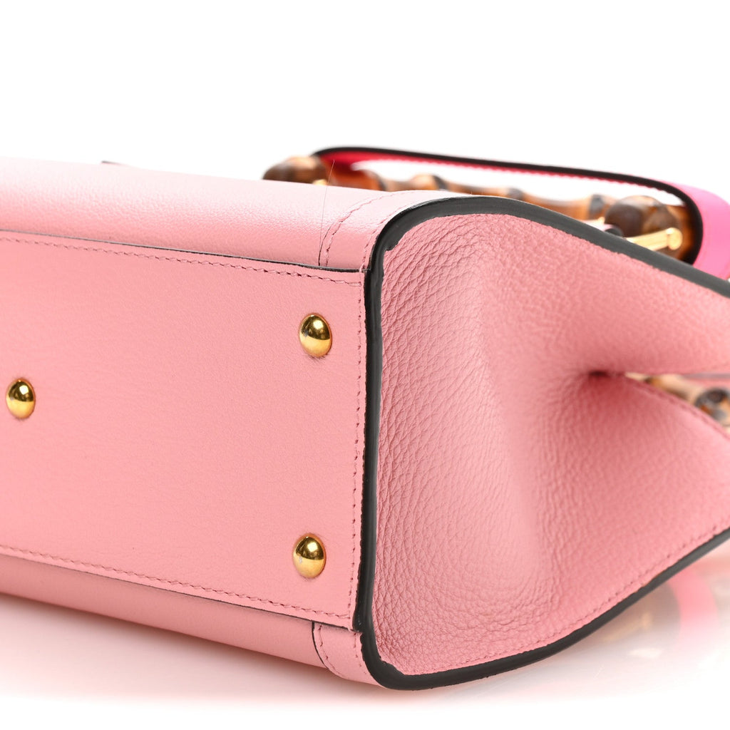 Wonka Grain Calfskin Mini Diana Tote Bag Wild Rose Fuxia Fluo