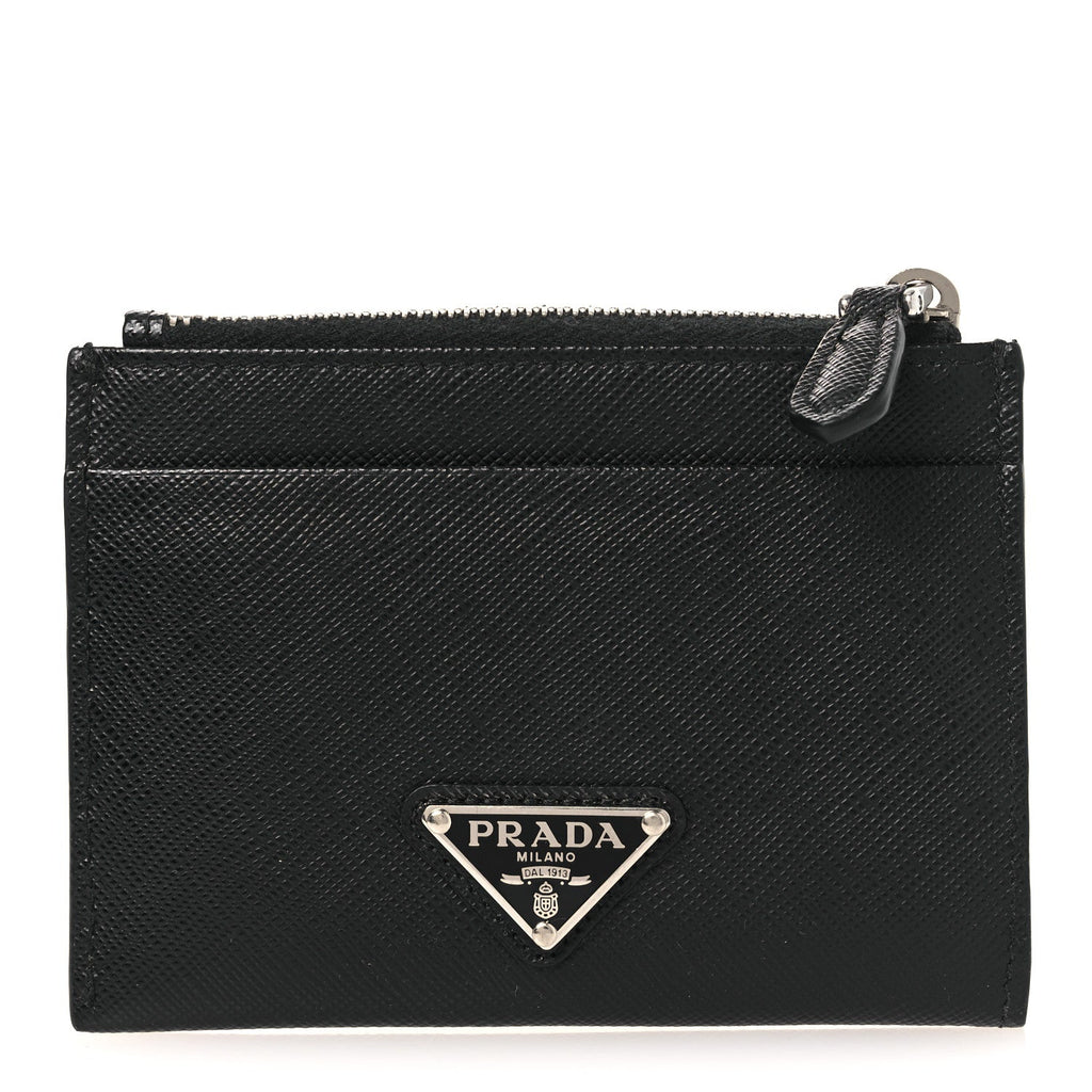 Saffiano Triangle Zip  Holder Black