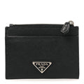Saffiano Triangle Zip  Holder Black