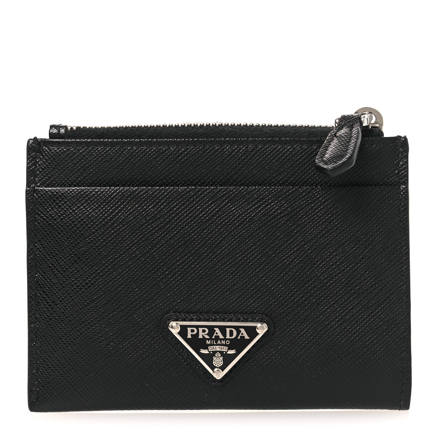 Saffiano Triangle Zip  Holder Black