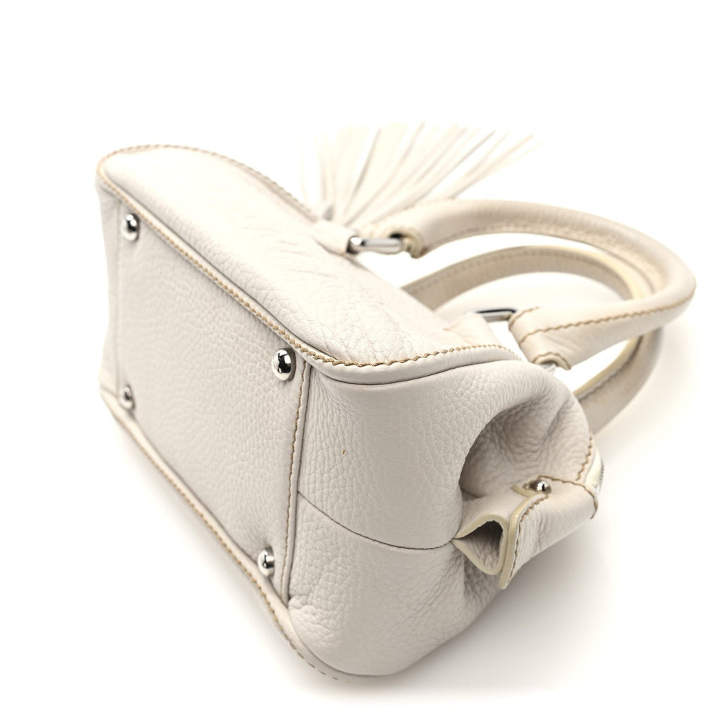 Calfskin Lax CC Small Bowler Bag White