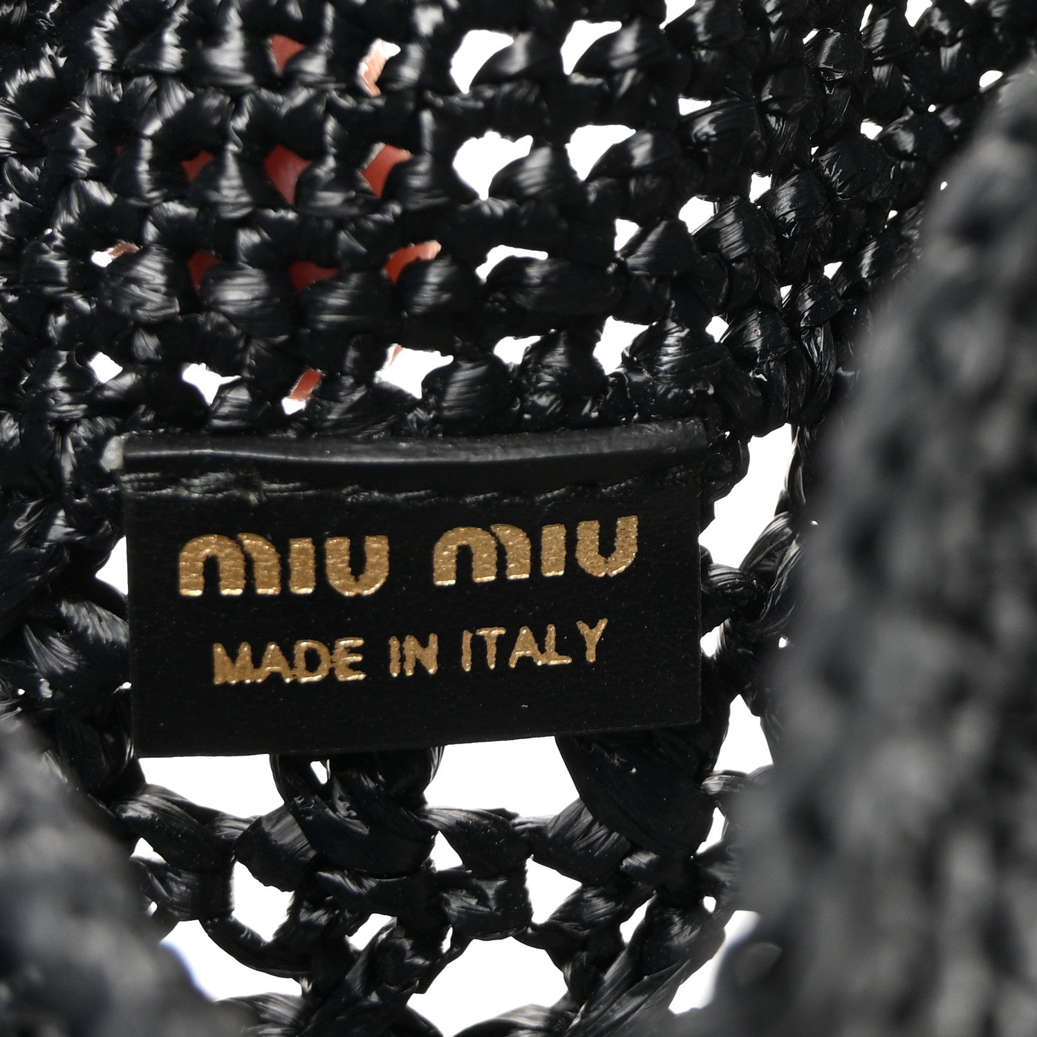 Raffia Crochet Drawstring Pouch Black Naturale