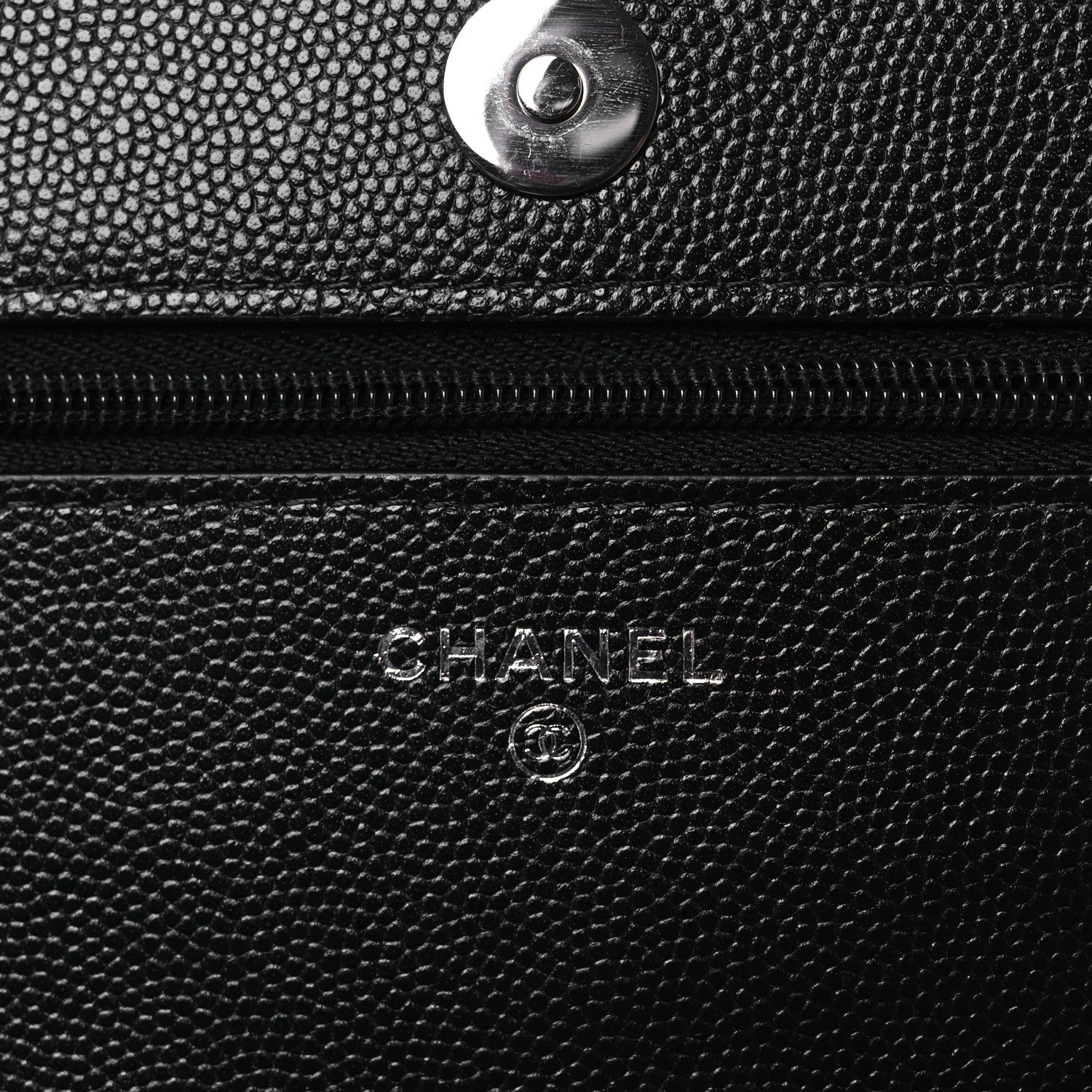 Caviar Quilted Crystal Star Wallet On Chain Black