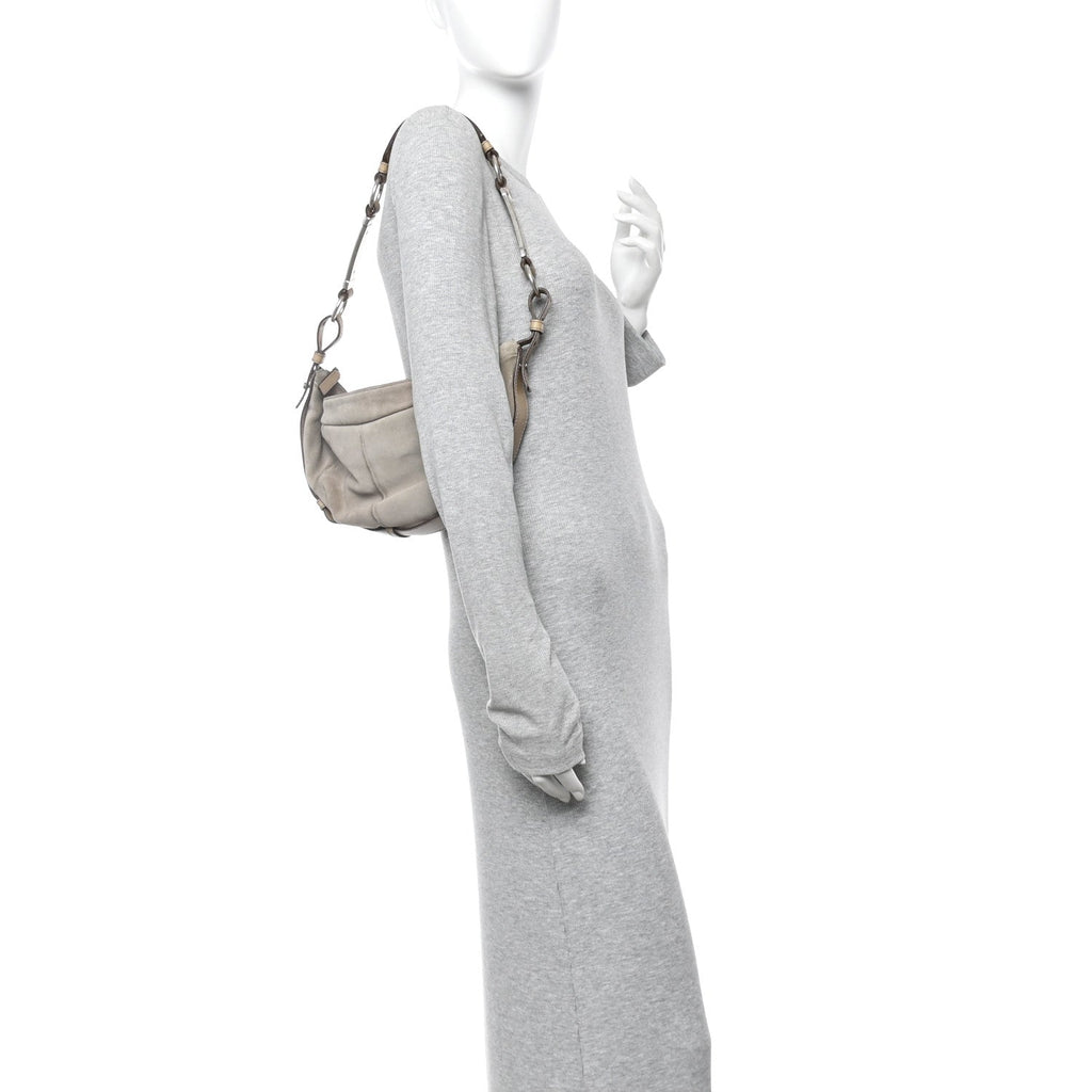 Suede Calfskin Small Hobo Beige