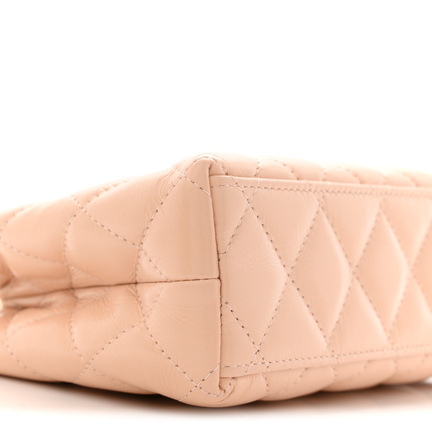 Shiny Aged Calfskin Quilted Nano Kelly Shopper Beige