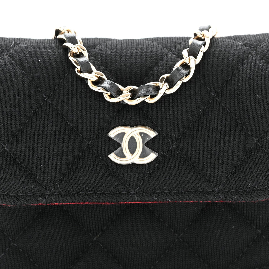 Jersey Quilted Micro Mini Flap Black