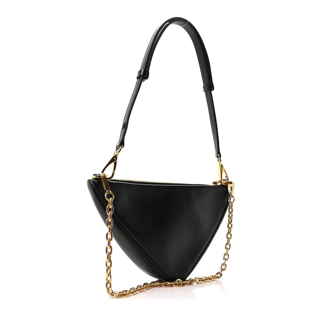 Jacquard Calfskin Triangolo Symbole Embroidered Mini Triangle Double Bag Black Edera