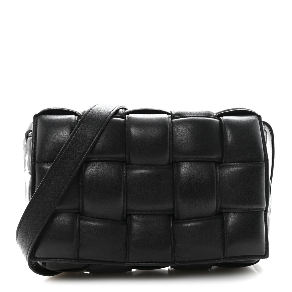 Nappa Maxi Intreccio Padded Cassette Crossbody Bag Black