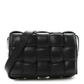 Nappa Maxi Intreccio Padded Cassette Crossbody Bag Black