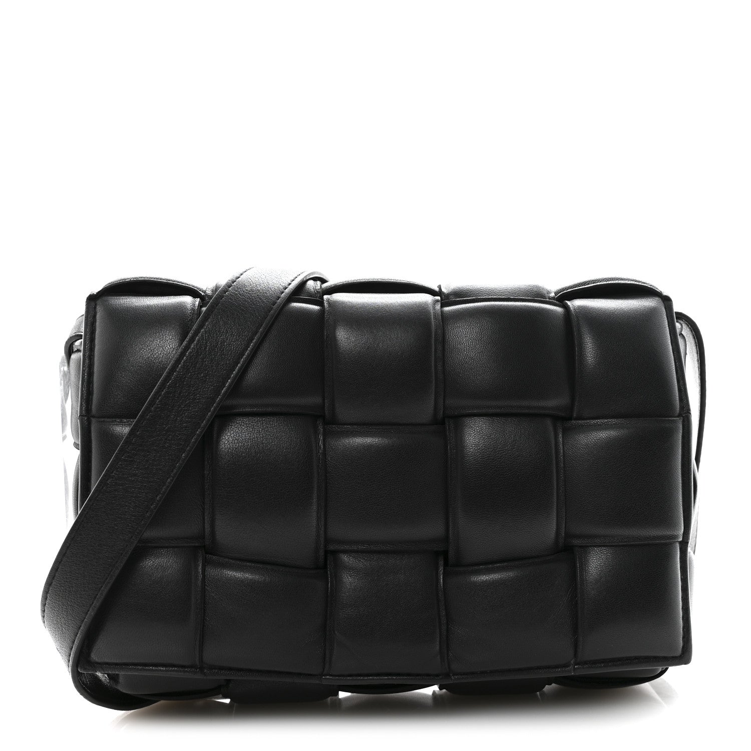 Nappa Maxi Intreccio Padded Cassette Crossbody Bag Black
