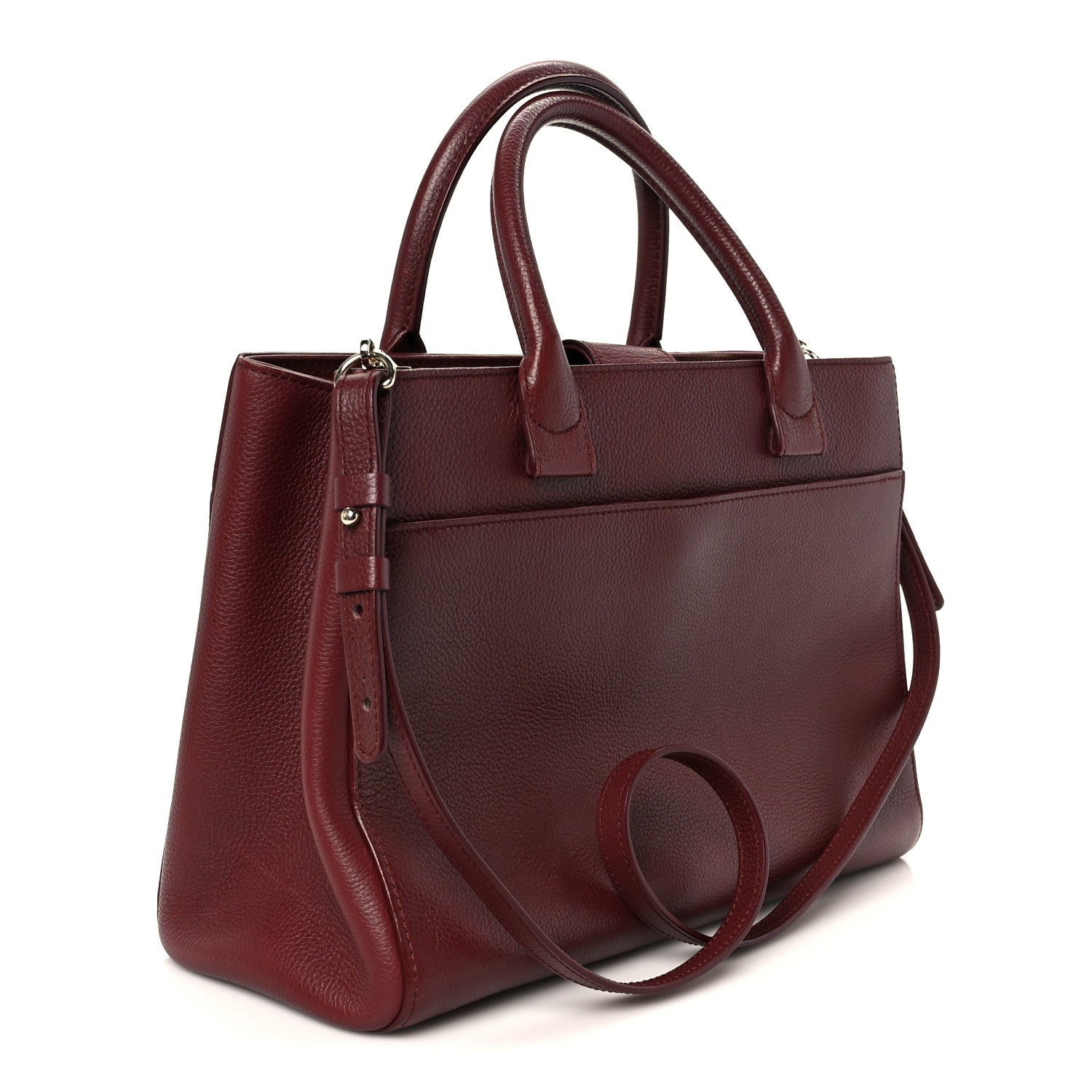 Grained Calfskin Small Neo Executive Shopper Tote Burgundy