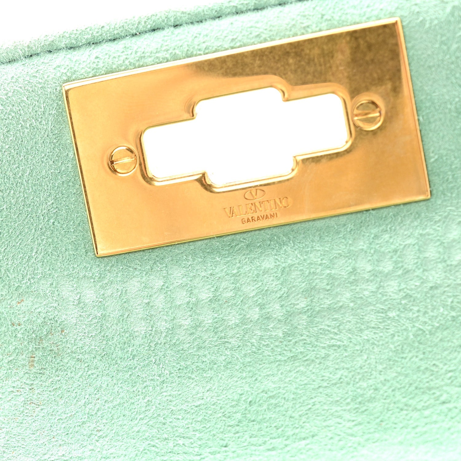 Crystal Suede Small Roman Stud Shoulder Bag Green